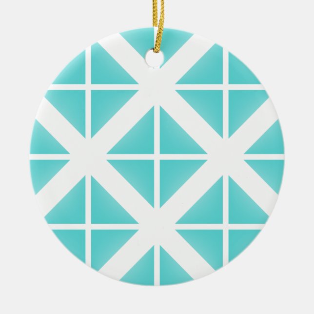 Türkisfarbenes Triangle-Muster Keramik Ornament (Vorne)