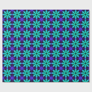 Türkisfarbenes und blaues Kaleidoskop-Fraktalmuste Geschenkpapier