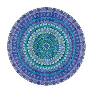 Türkisfarbenes und blaugrünes Mandala Schneidebrett