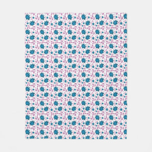 Türkisfarbenes und rosa Blumenmuster Moderne Bot Fleecedecke