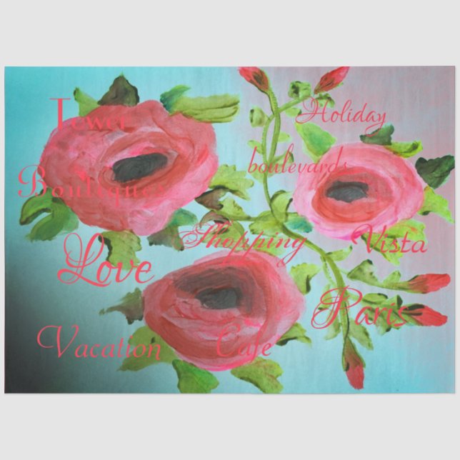 Türkisfarbenes und rosa Korallenfaltenpapier Seidenpapier (Vorderseite)