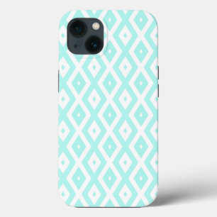 Türkisfarbenes und weißes Diamantmuster Case-Mate iPhone Hülle