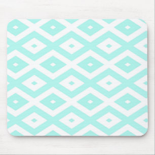 Türkisfarbenes und weißes Diamantmuster Mousepad