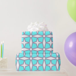 Türkisfarbenes und weißes geometrisches Muster Geschenkpapier