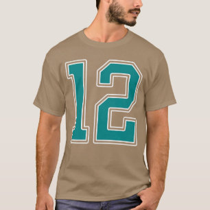 Türkisfarbenes und weißes Trikot Nummer 12 Spieler T-Shirt