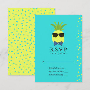 Türkisfarbenes und Zitronen-gelbes Tropical Summer RSVP Karte