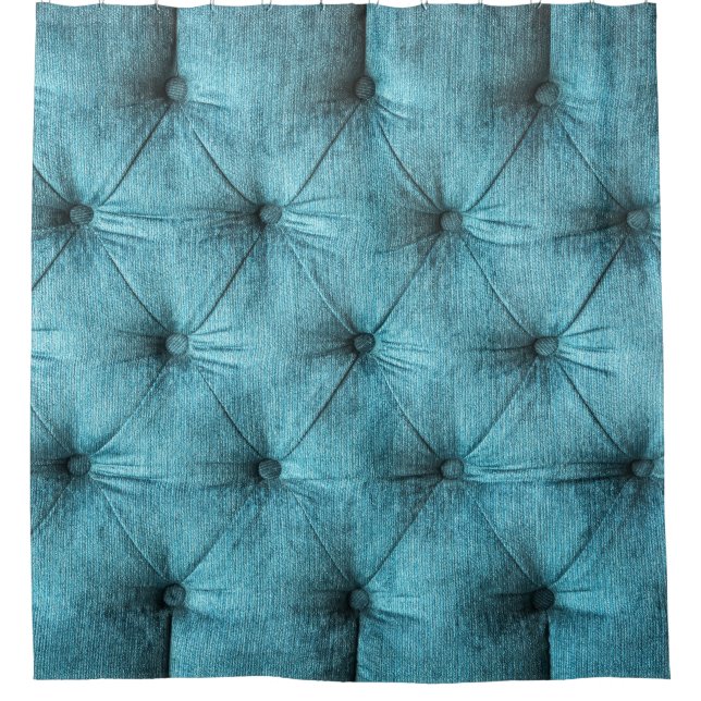 Türkisfarbenes Velvet Sofa Nah Duschvorhang (Vorderseite)