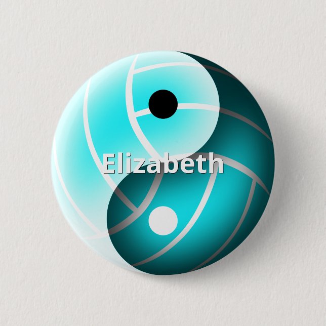 türkisfarbenes Volleyballjang personalisiert Button (Vorderseite)