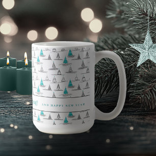 Türkisfarbenes Weihnachtsbaum-Muster#5 ID1009 Kaffeetasse