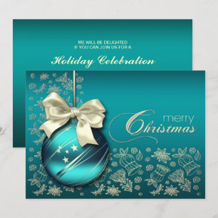 Türkisfarbenes Weihnachtsbaum Weihnachtsfest Party Einladung