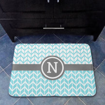 Türkisfarbenes Zickzack Muster Monogramm Grau Fett