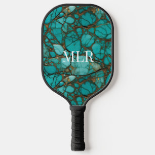 Türkisgesteine und Imitate aus Braun Leder Pickleball Schläger
