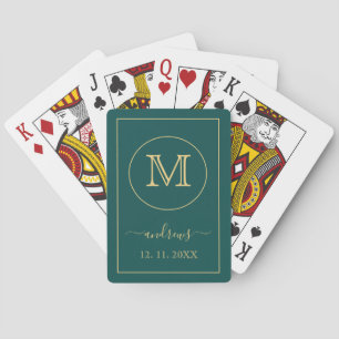 Türkisgoldmonogramm und Personalisierter Name Spielkarten
