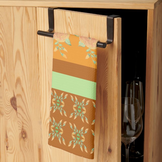 Türkisgrün aus Gold gemustert Geschirrtuch (Drittel gefaltet)