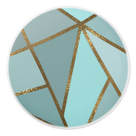 Türkisgrün Blau und Bronze Geometrie Keramikknauf
