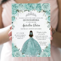 Türkisgrüne BlumenPrinzessin Silver Quinceañera