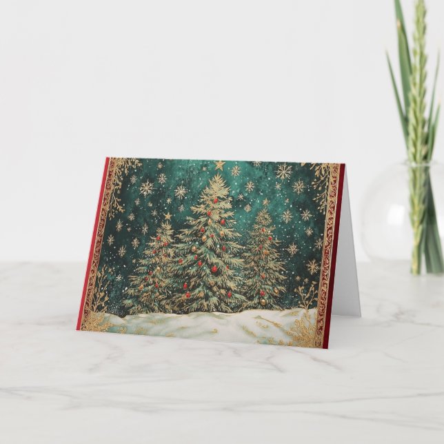 Türkisgrüne goldene Foil Weihnachtsbaum Karte (Vorderseite)