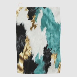 Türkisgrüne goldfarbene Schwarz-weiße Kuhide Golfhandtuch