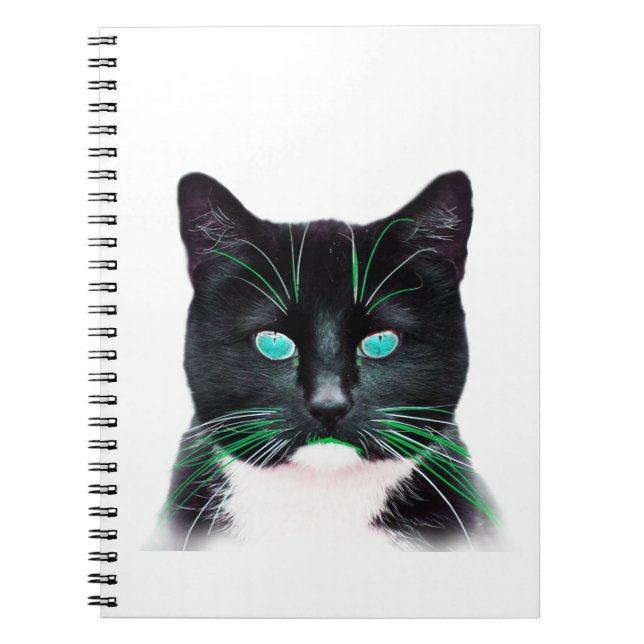 Türkisgrüne Mit Augen Katze Notizblock (Vorderseite)