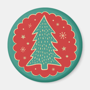 Türkisgrüne Rote Gold Weihnachtsbaum Magnet