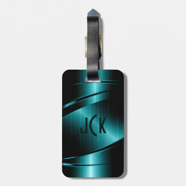 Türkisgrünes Metalldesign Gepäckanhänger (Rückseite vertikal)