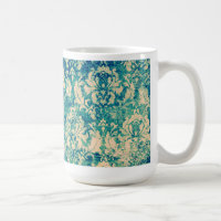 Türkisgrunge-Vintage Damast-Tasse