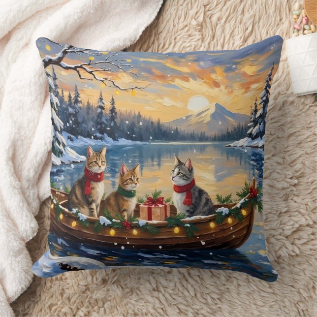 Turkish Angora Cat Christmas Boat Holiday Kissen (Decke)