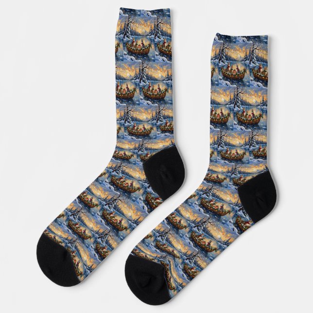 Turkish Angora Cat Christmas Boat Holiday Socken (Linkes Detail)