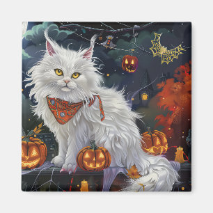 Turkish Angora Cat Halloween Spooky Magnet