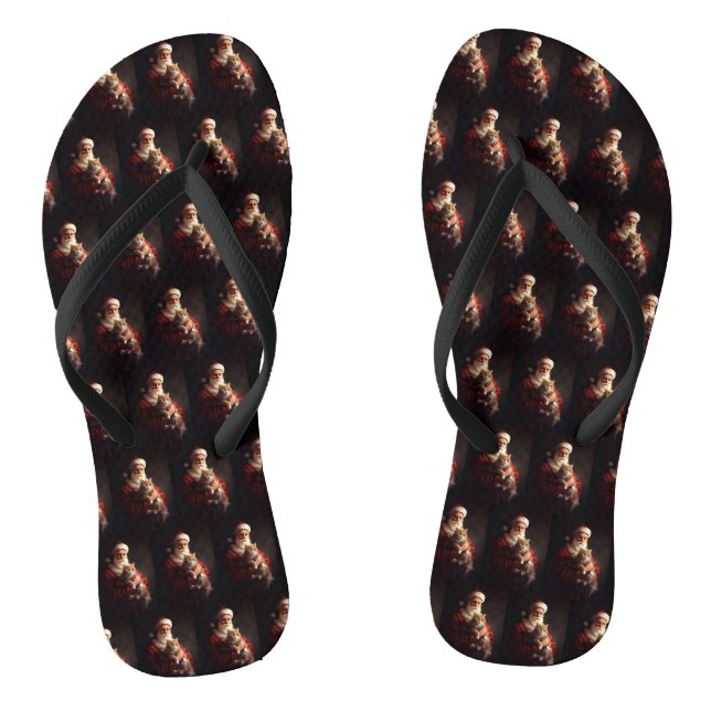 Turkish Angora Cat Santa Claus Weihnachten Flip Flops (Fußbett)