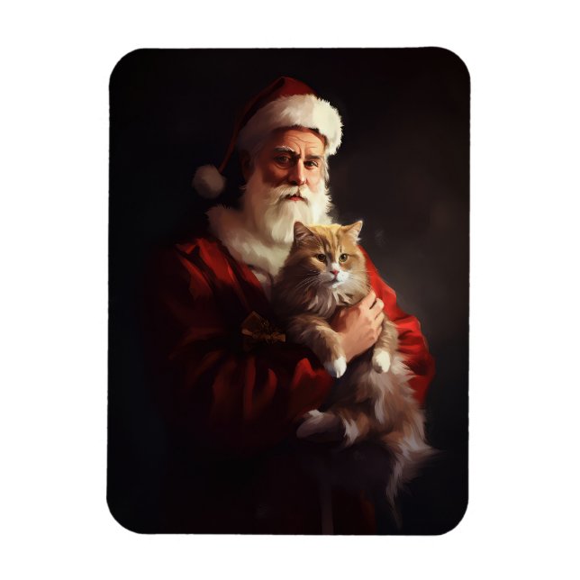 Turkish Angora Cat Santa Claus Weihnachten Magnet (Vertikal)