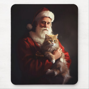 Turkish Angora Cat Santa Claus Weihnachten Mousepad
