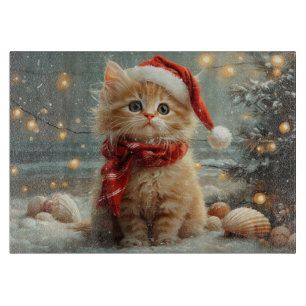 Turkish Angora Cat Weihnachtsstrand Vintag Schneidebrett