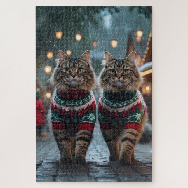 Turkish Angora Cats Christmas Snow Holiday (Vertikal)
