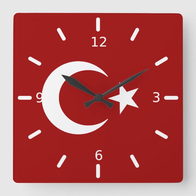 Turkish flag         quadratische wanduhr (Vorderseite)
