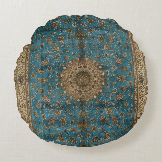 Turkish Kilim Antique Rundes Kissen (Vorderseite)