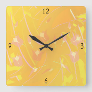 Turkish Poppy Square Wall Clock Quadratische Wanduhr
