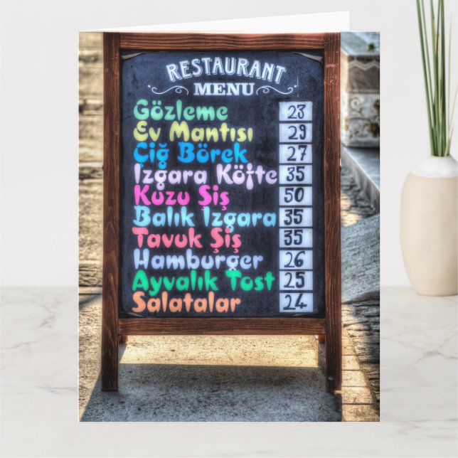 Turkish Restaurant Menu Board Karte (Vorderseite)