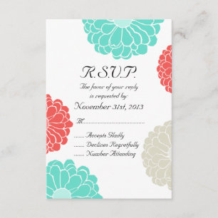 Türkiskorallenrotes Zinnia-Blumen-Hochzeit UAWG RSVP Karte