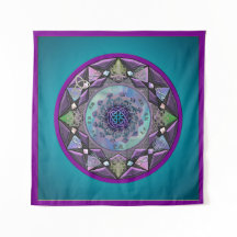 Türkislila keltische Mandala-Wand-Tapisserie