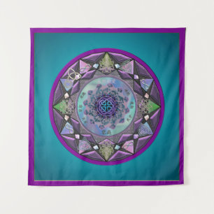 Türkislila keltische Mandala-Wand-Tapisserie Wandteppich