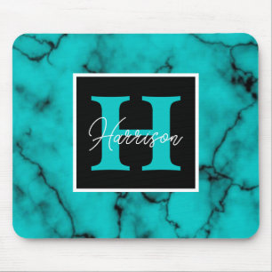 Türkismarmor Ausgereifter Monogramm-Name Mousepad