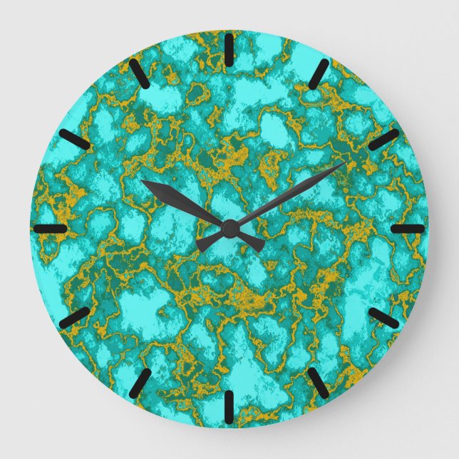 Türkismuster Große Wanduhr (Vorderseite)
