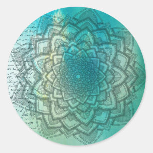 Türkismystischer Mandala-abstrakter Aufkleber