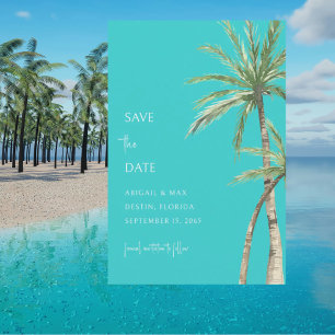 Türkispalme Tree Zielort Save the Date