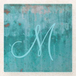 Türkisrost | Monogramm Glasuntersetzer