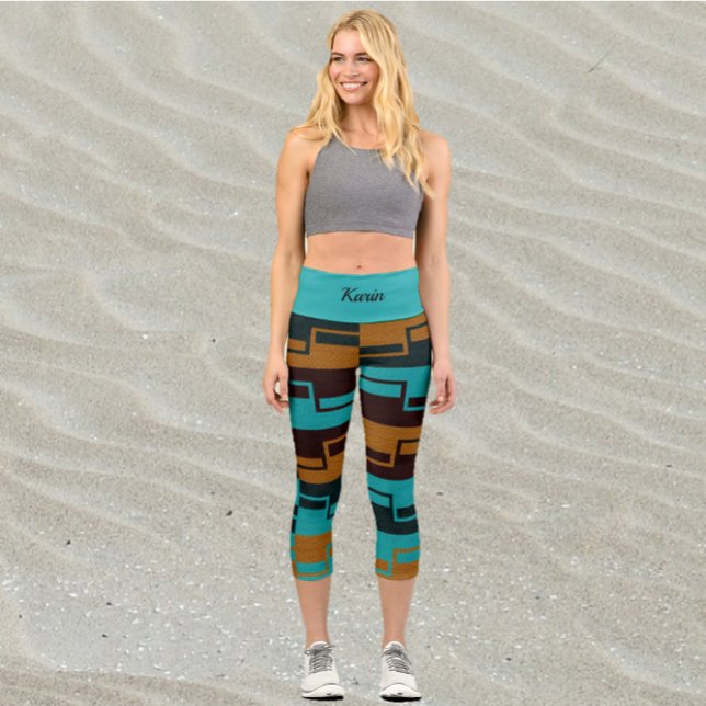 Türkisrot und braun capri leggings (Von Creator hochgeladen)