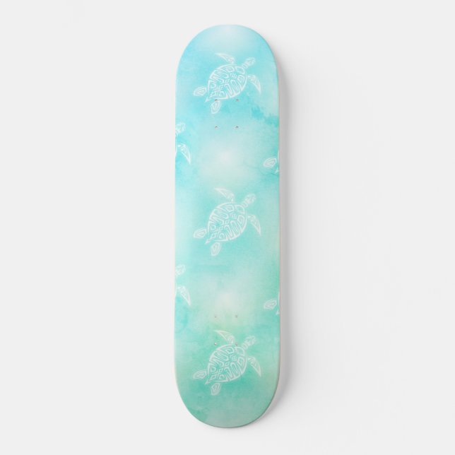 Türkisschildkröten Muster tropische Küste Skateboard (Vorderseite)