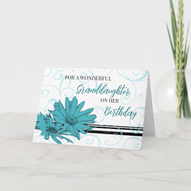 Türkisschwarze Blume Großtochter Geburtstag Karte (Vorderseite)