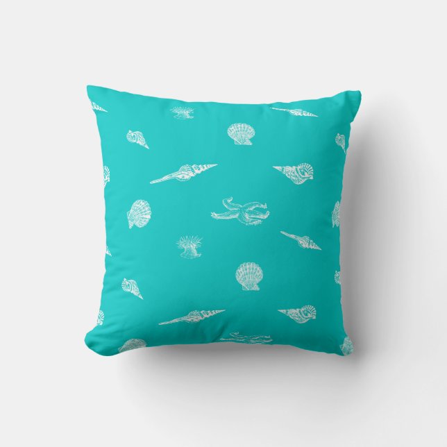 Türkisseashells-und Starfish-Kissen Kissen (Vorderseite)